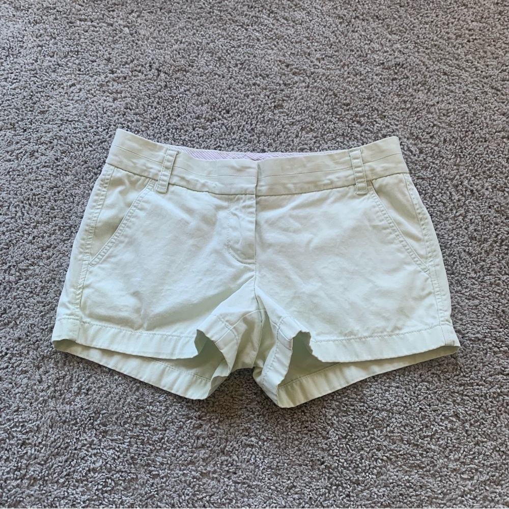 J. Crew 100% Cotton Chino Shorts Light Green Size 2